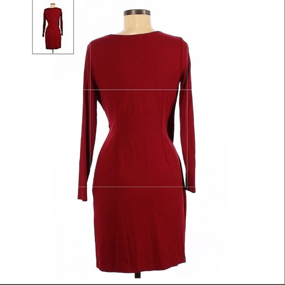 Ann Taylor Shirred Faux Wrap Dress Sz 0 Red - Picture 4 of 9